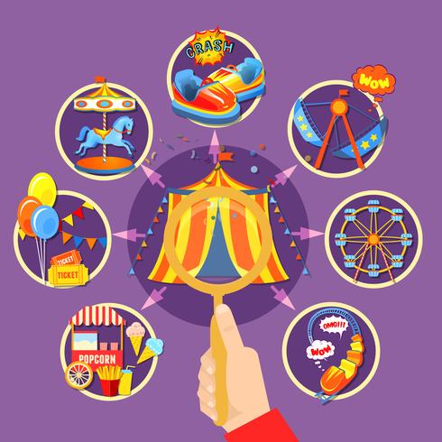 Amusement park collection vector illustration