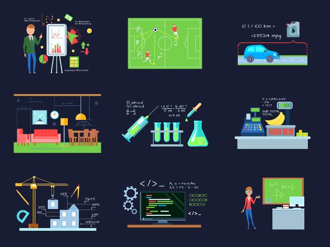 Mathematics Real Life Compositions 482949 Vector Art At Vecteezy