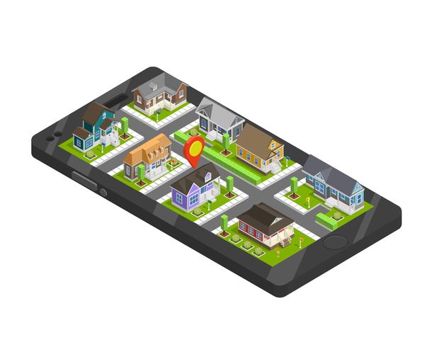 Concepto de Smartphone de edificios de la ciudad vector