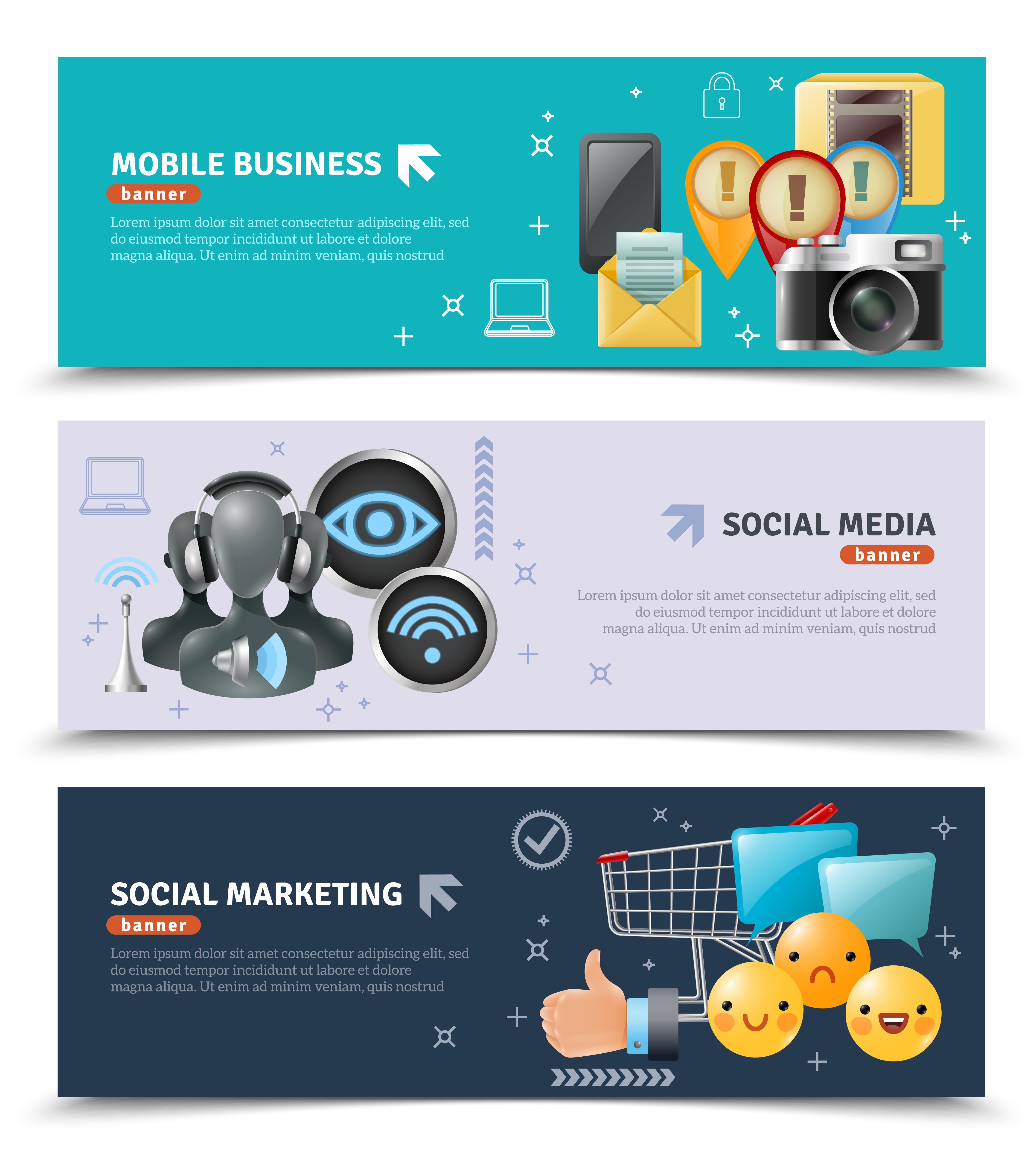 Social Media Horizontal Banners 482966 Vector Art at Vecteezy