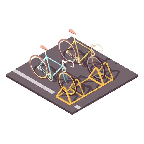 Concepto de aparcamiento de bicicletas vector