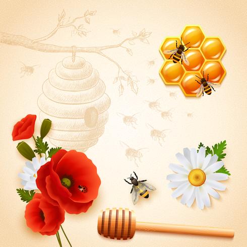 Composición de miel coloreada vector