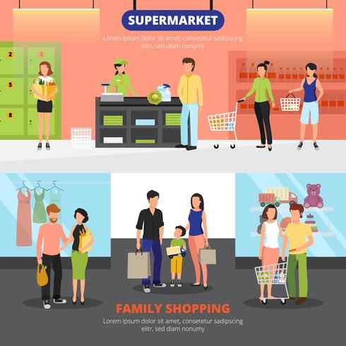 Shopping People Banners Set  vector