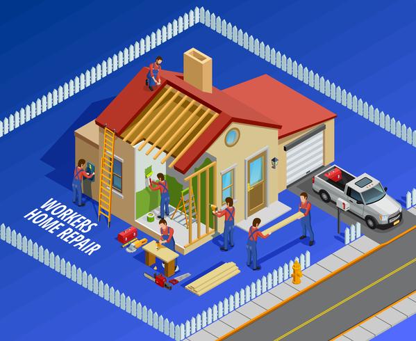 Repair Works Isometric Template vector