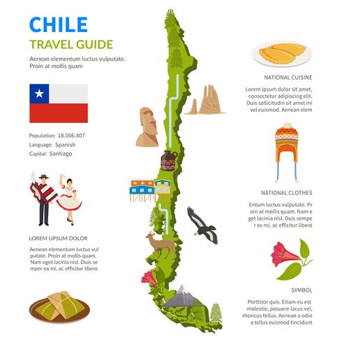 Chile infografía diseño con mapa vector