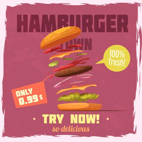 Cartel de hamburguesa fresca vector