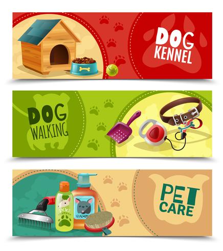 Pet Care 3 Horizontal Banners Set vector