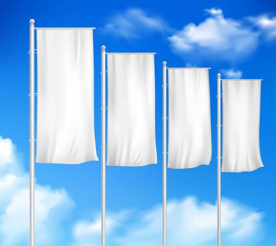 White Blank 4 Outdoor Pole Flags  vector