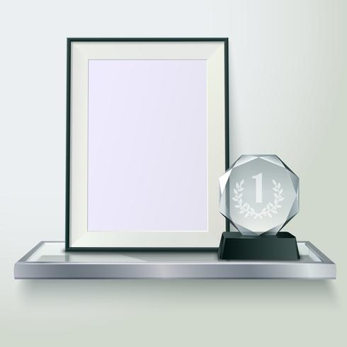 Trophy And Frame Realistic Composition Image  vector