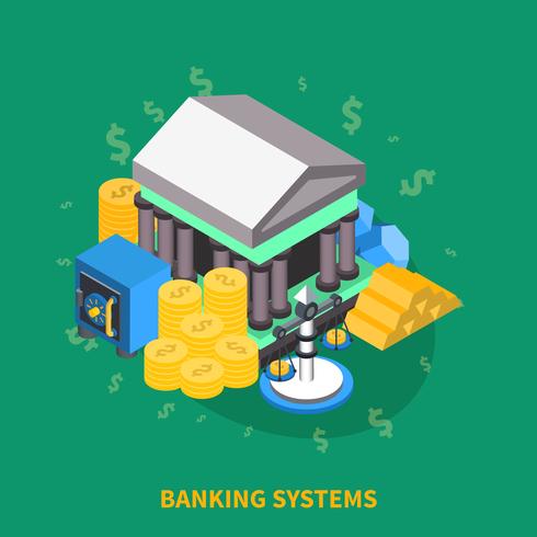 Banking Systems Isometric Round Composition vector