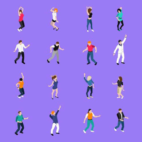 Dancing People Movements Isometric Icons collection  vector