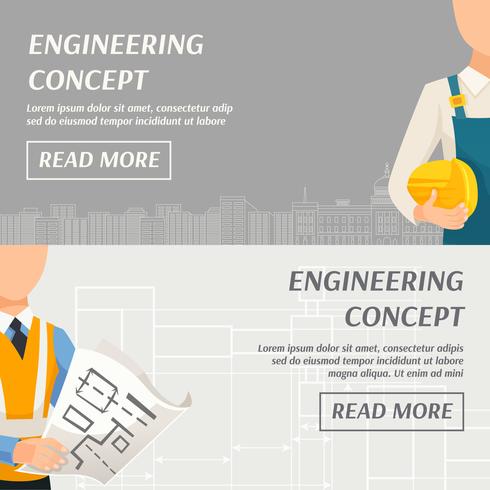 Concepto de ingeniería Banners horizontales vector