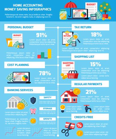 Conjunto de infografía de ahorro de dinero vector