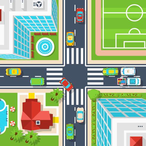 City Crossroad Top View vector