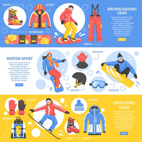 Snowboarding Horizontal Banners vector