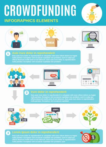 Crowdfunding Infographics With Symbols From Startup To Profit vector