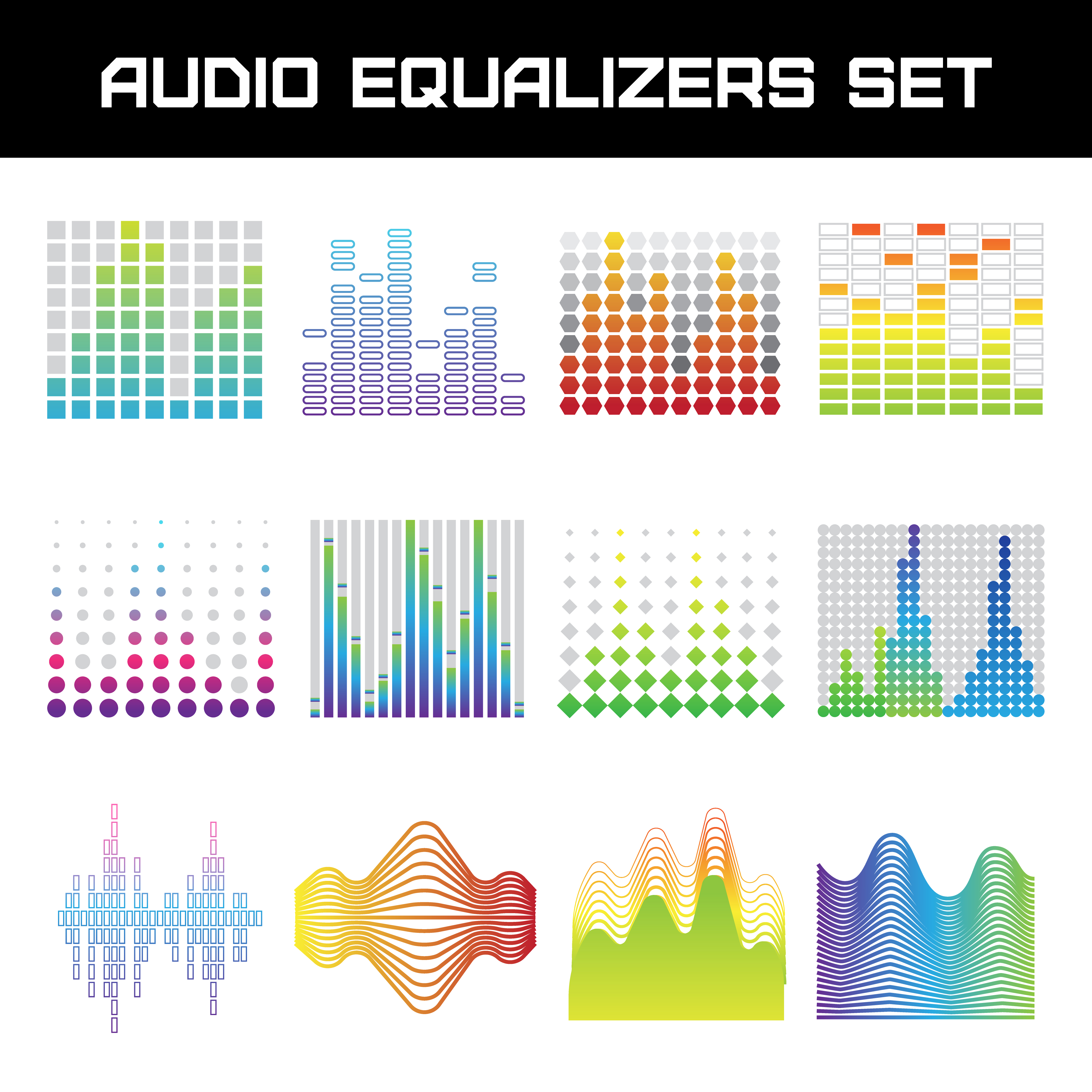 Audio Equalizer Set 483194 Vector Art at Vecteezy