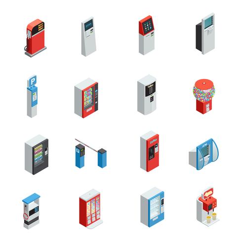 Vending Machines Icons Set vector