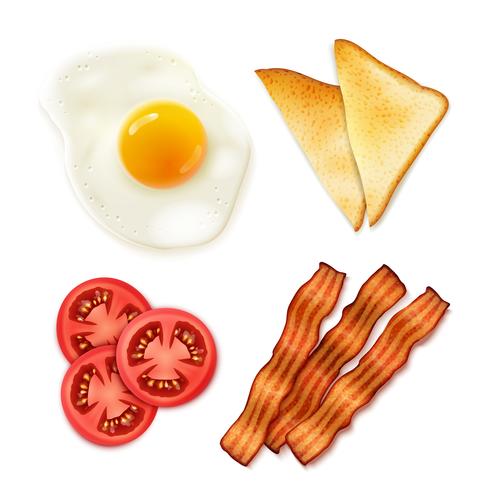 Breakfast Food 4 Top View Icons vector