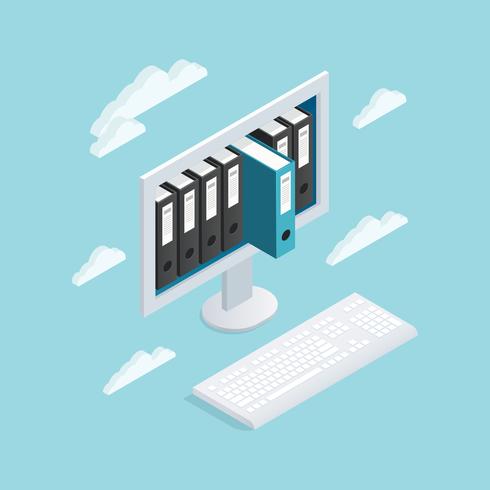 Documents Cloud Isometric Composition vector