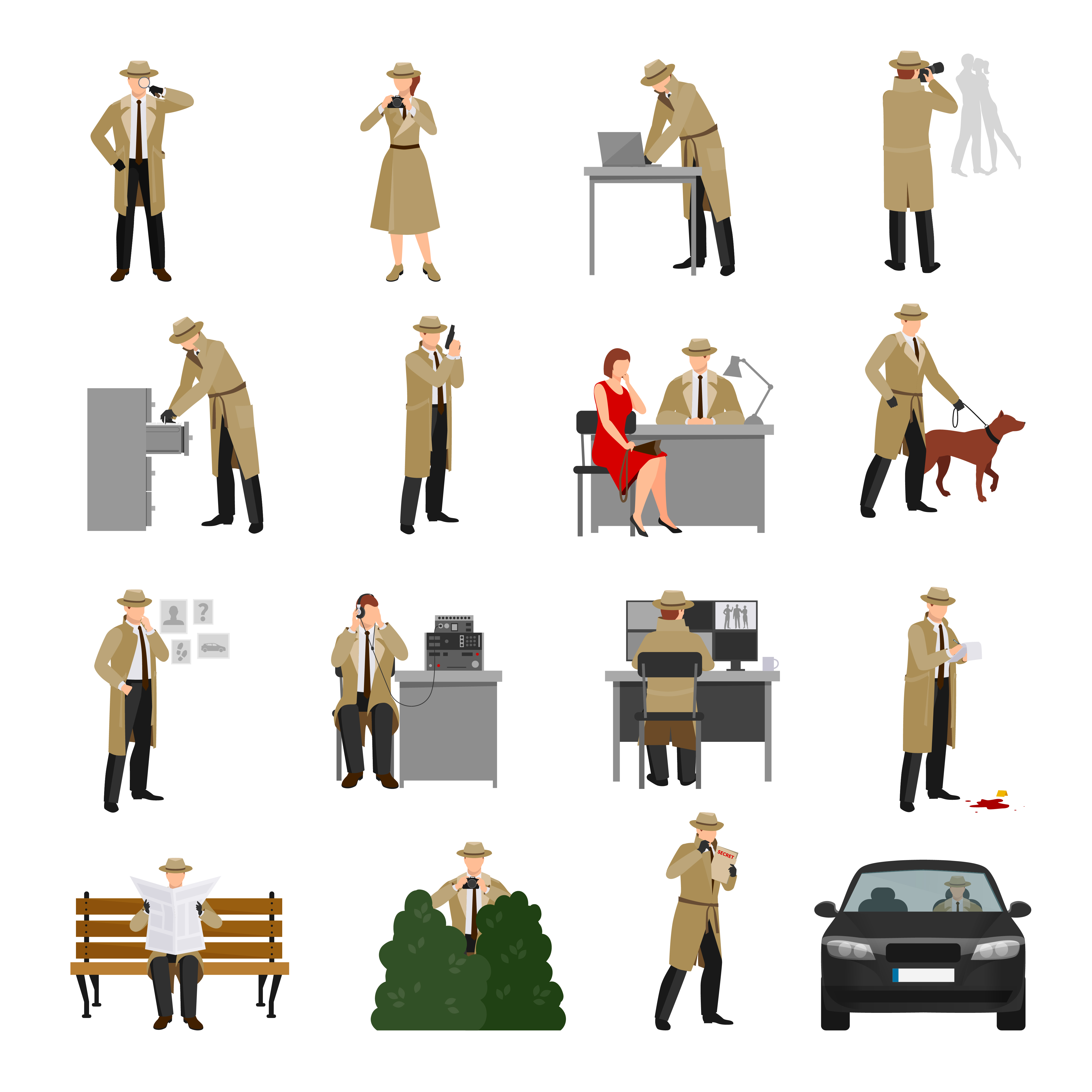 Detective Characters Collection 483230 Vector Art at Vecteezy