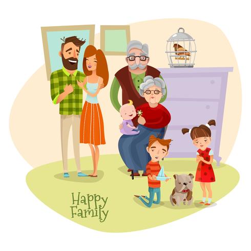 Happy Family Flat Template vector