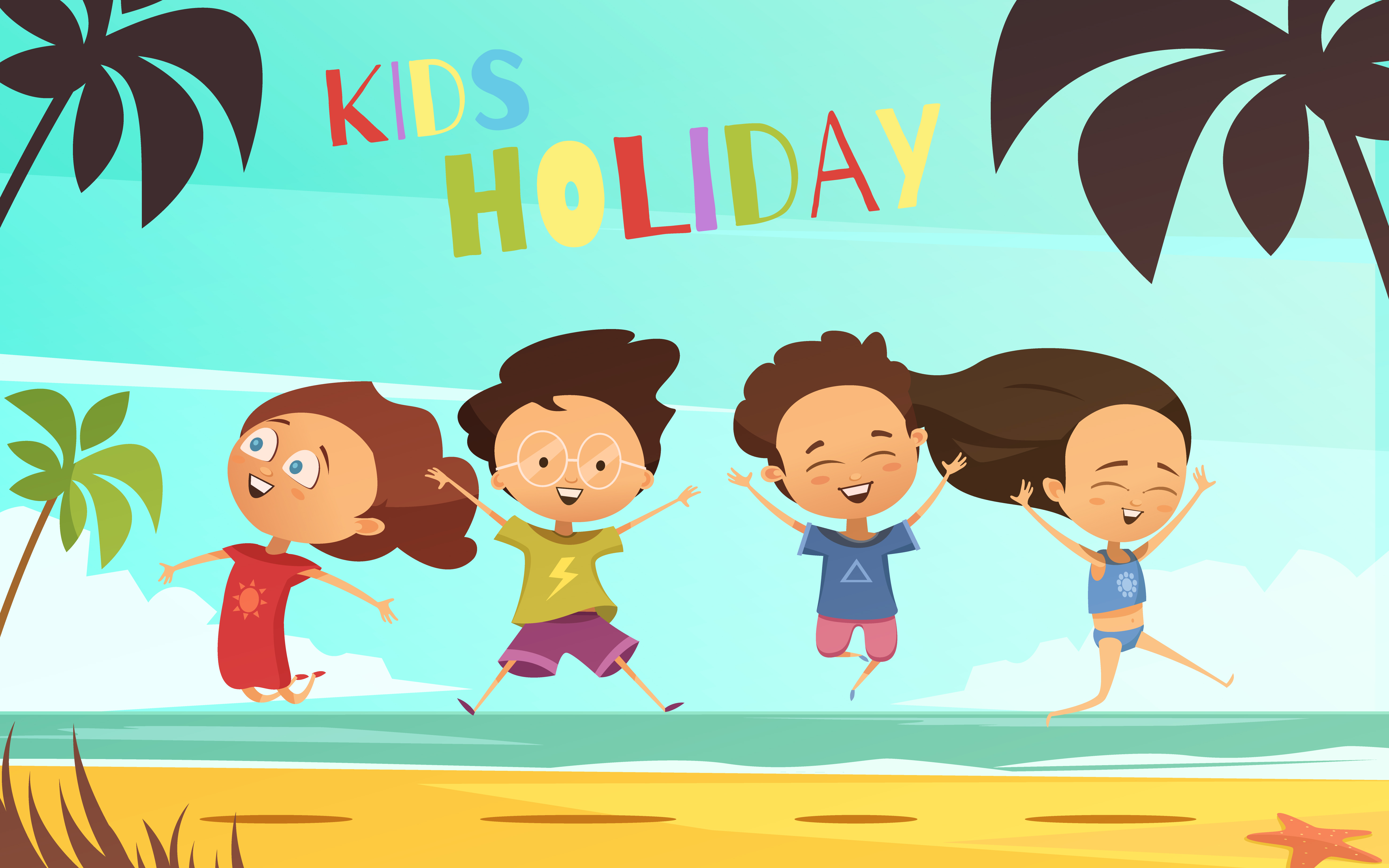 Holiday flat. Весенние каникулы флэт. Child's Holiday vector. Holidays for Kids.