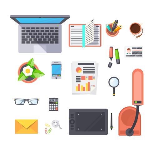  Office Workplace Objects Set vector