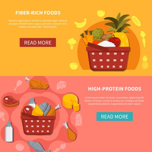 Food Supermarket Horizontal Banners vector