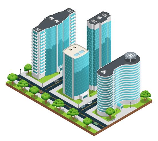 Isometric Modern City Composition vector