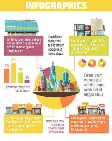 Store Buildings Infographic Set vector