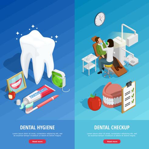 Odontología Banners Isométricos Verticales vector