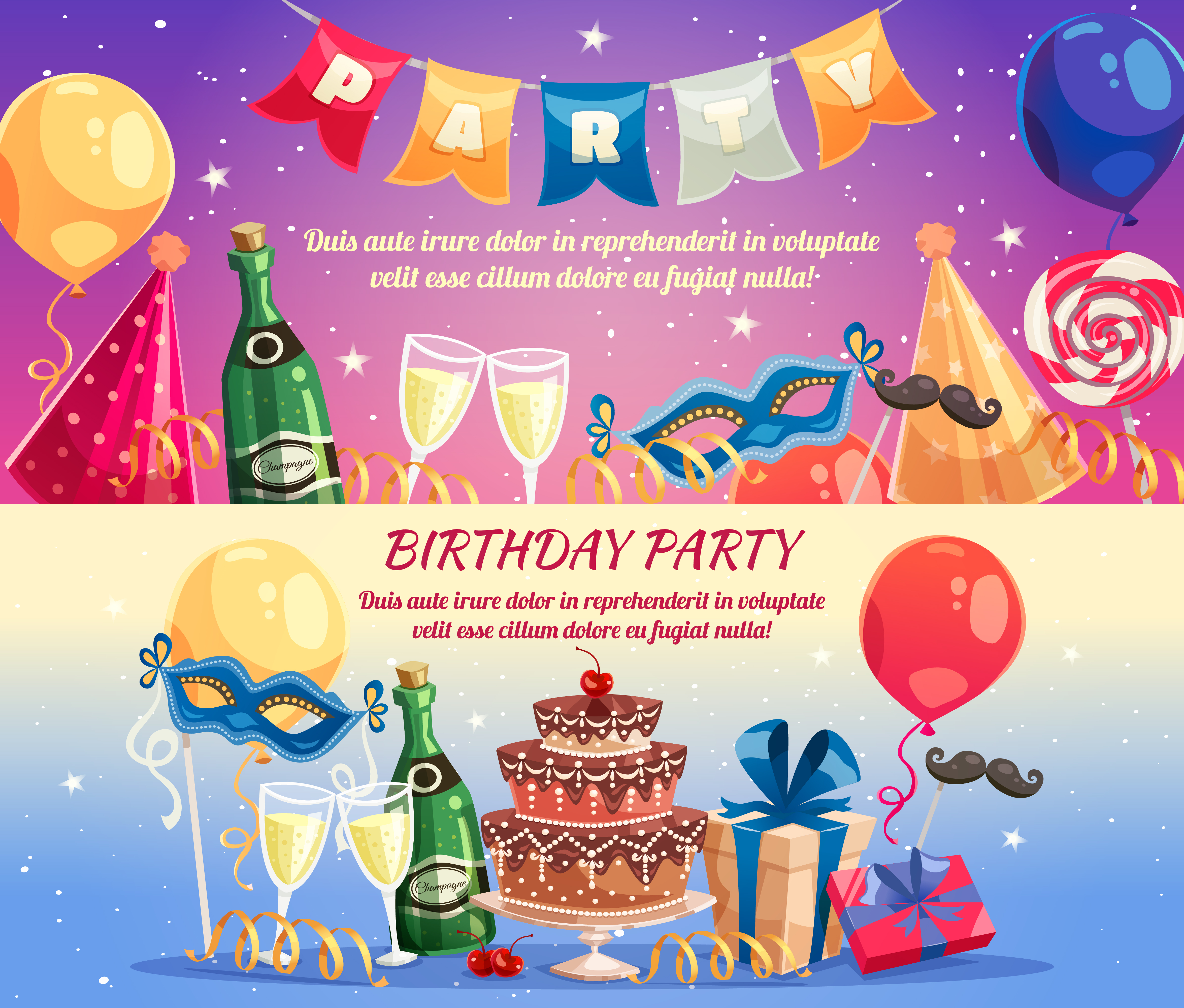 Download Birthday Party Horizontal Banners - Download Free Vectors ...