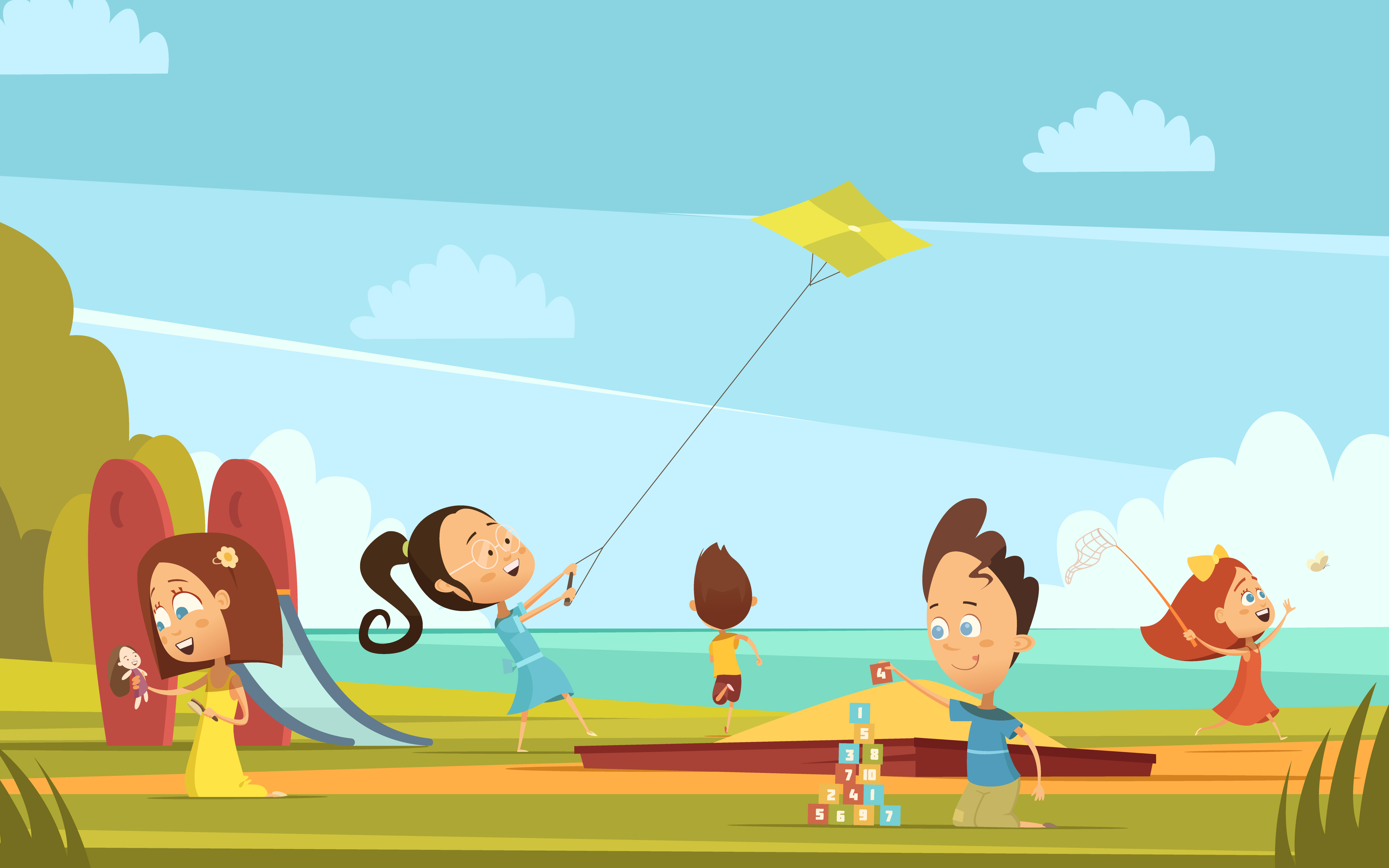 Playing Children Background 483359 Vector Art at Vecteezy