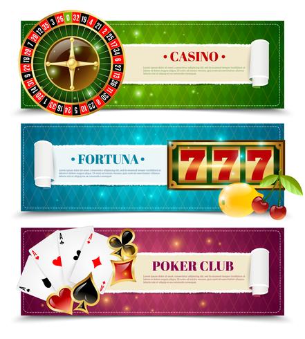 Casino 3 Horizontal Banners Set vector