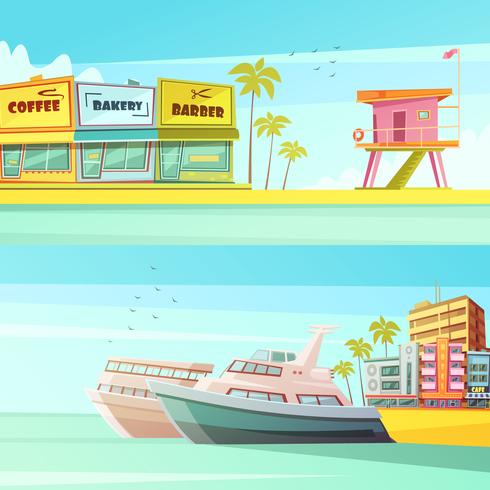 Banners horizontales de Miami Beach vector