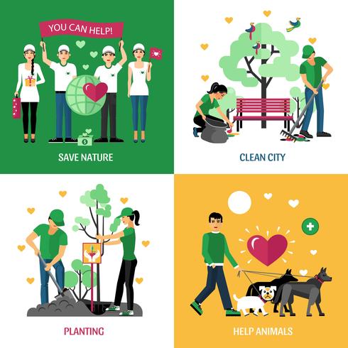 Volunteers 2x2 Design Concept  vector