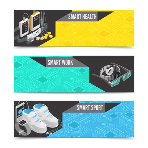 Wearable technology banners vector