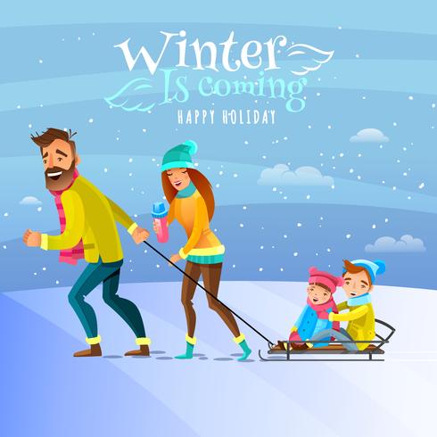 Family In Winter Season Illustration vector