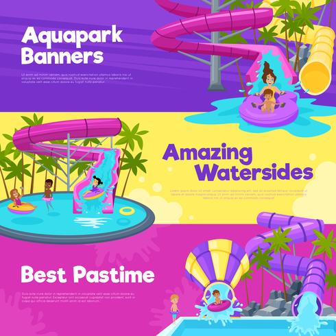 Aquapark Horizontal Banners vector