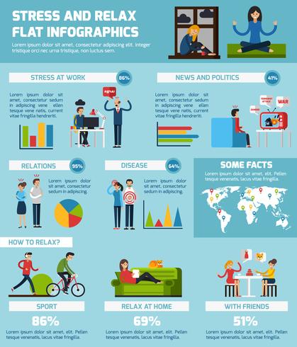  Stress And Relax Infographic Set vector