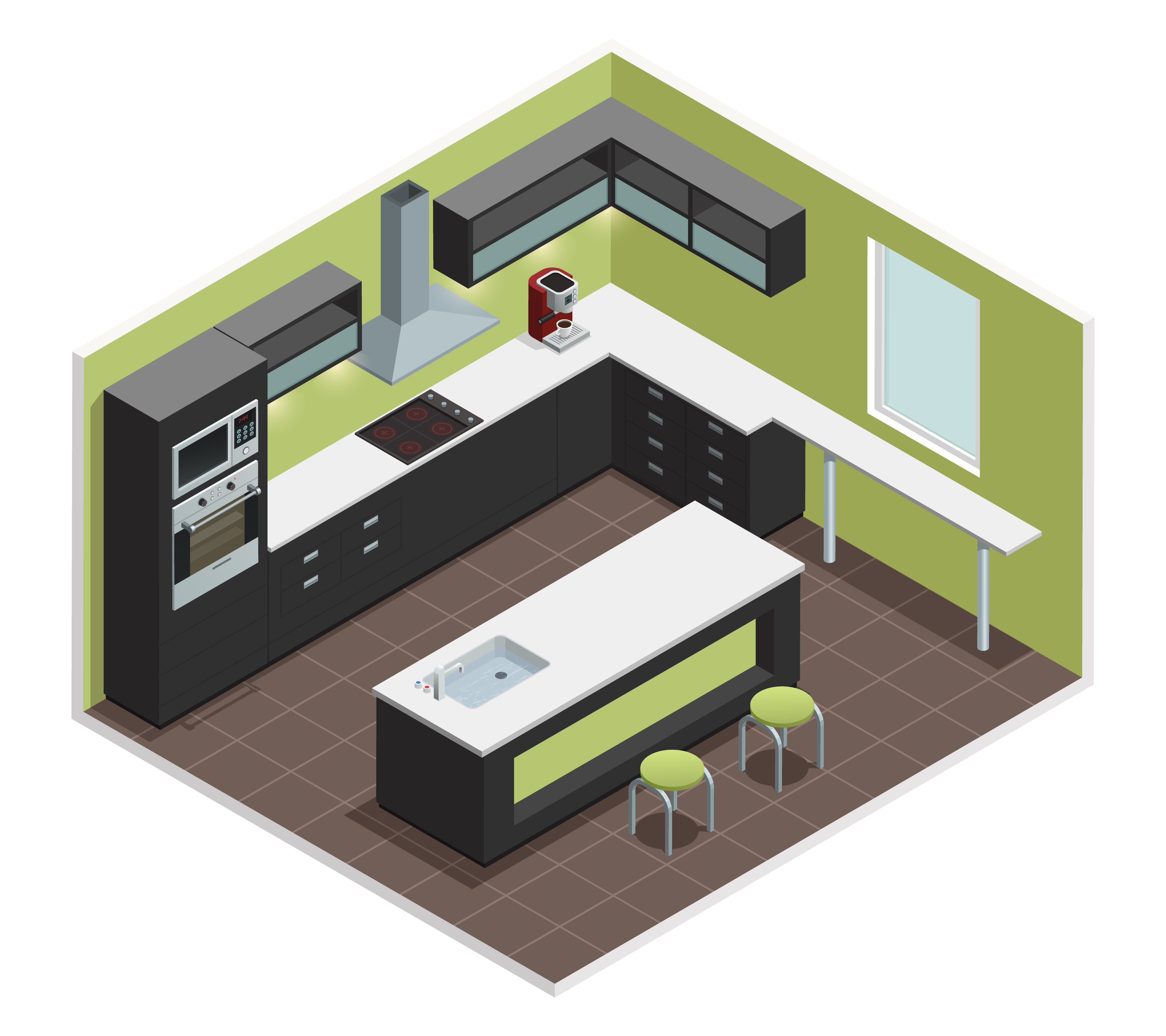 Download Modern Kitchen Isometric View Image - Download Free Vectors, Clipart Graphics & Vector Art