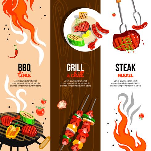 Barbecue Party 3 Vertical Banners Set  vector