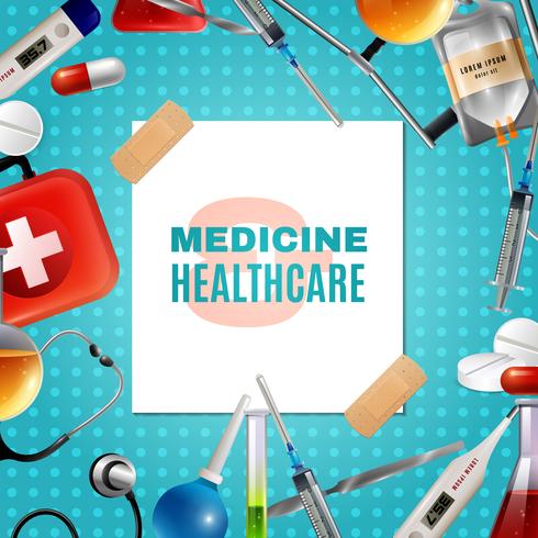 Medical Accessories Products Colorful Background Frame  vector