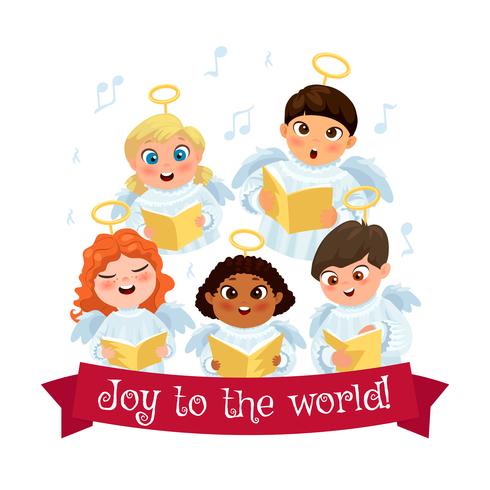 Caroling infantil composicion vector