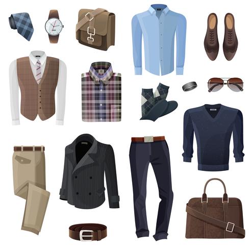  Fashion Business Man Accessories Set vector