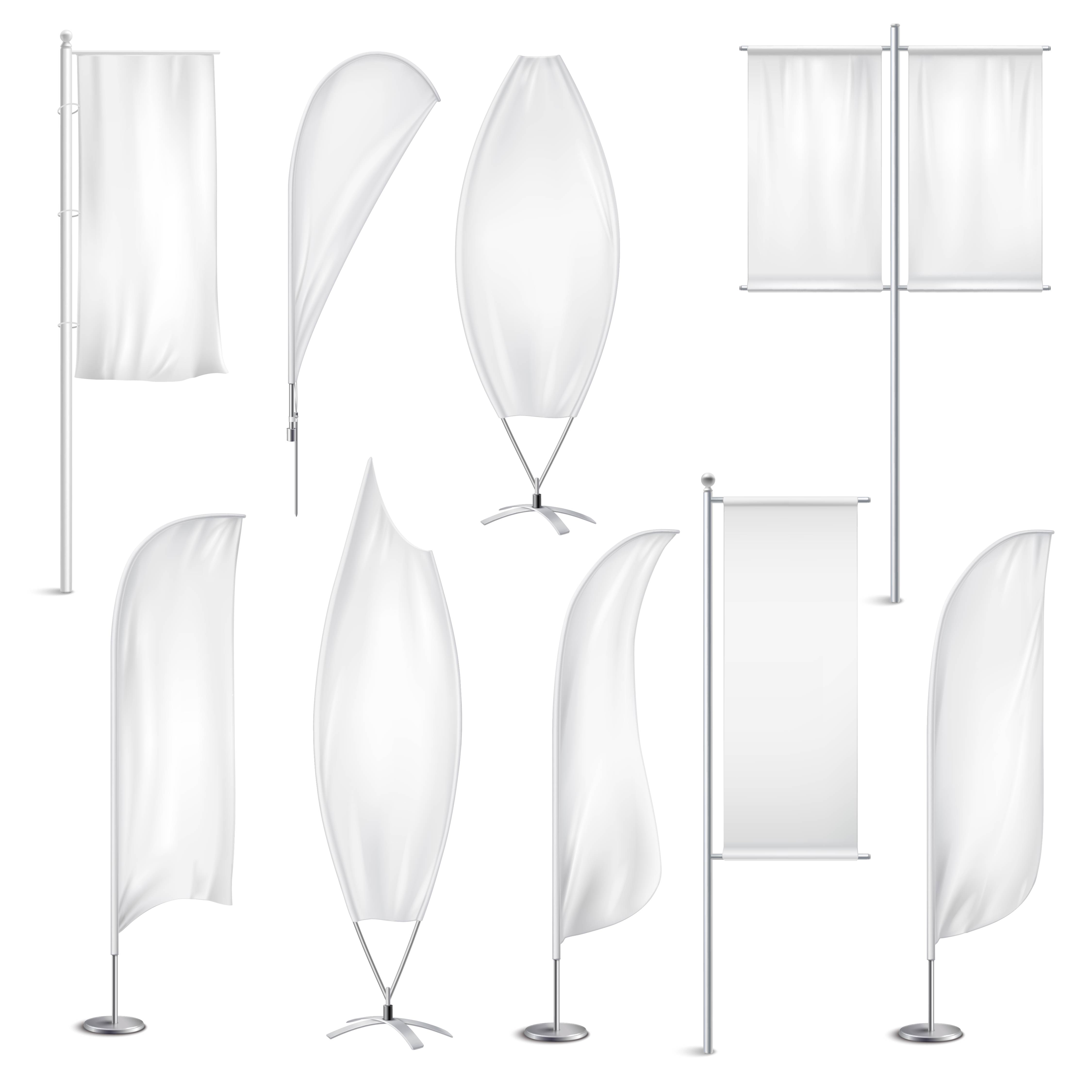 Blank White Flags Banners Realistic Set 483483 Vector Art at Vecteezy