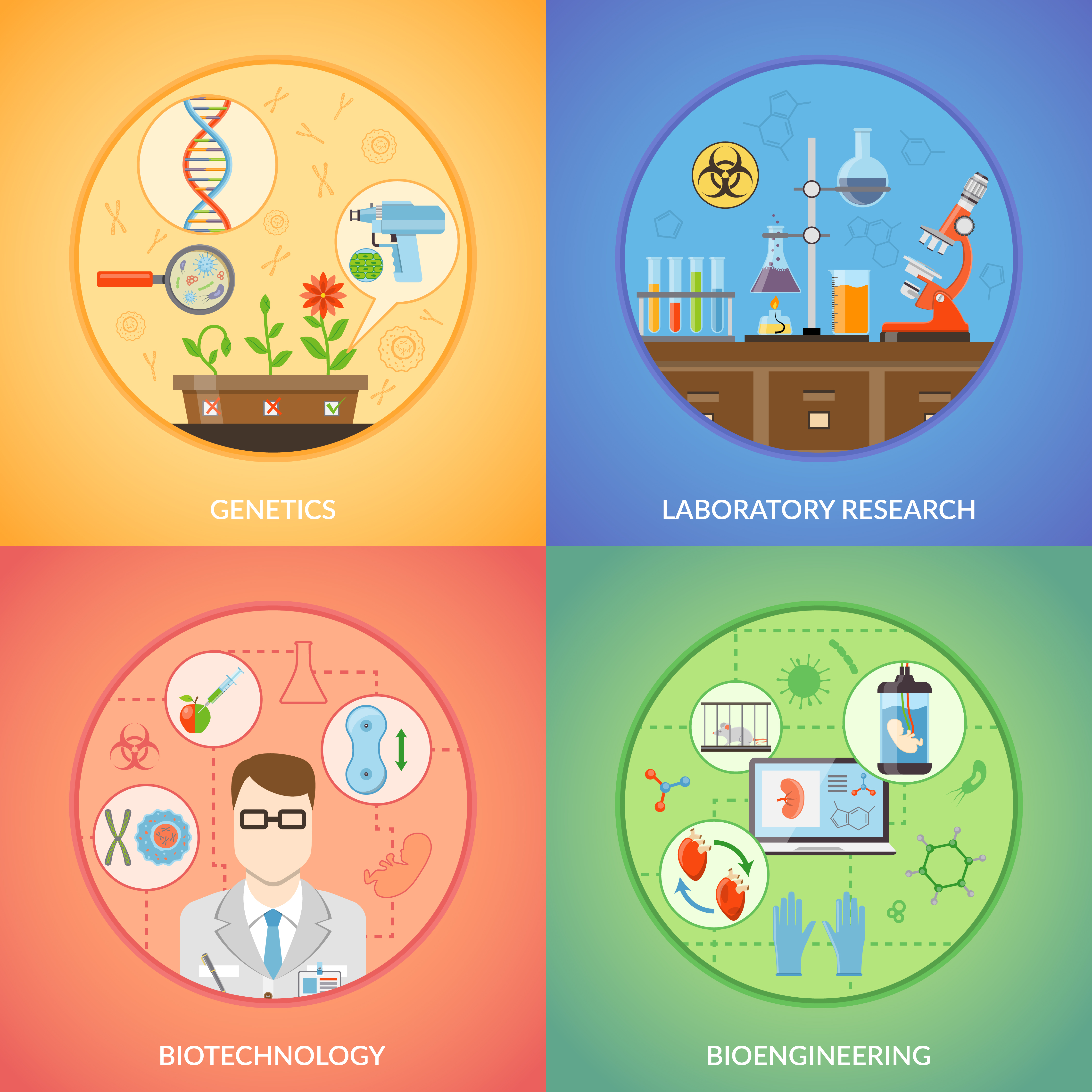 Biotechnology And 2x2 Design Concept 483499 Vector Art at Vecteezy