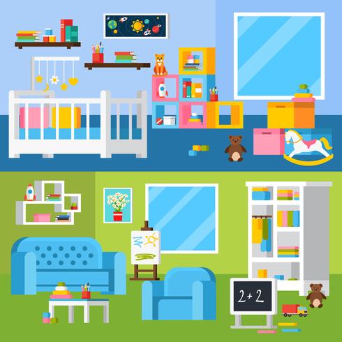 Nursery Room Cartoon Horizontal Banners vector