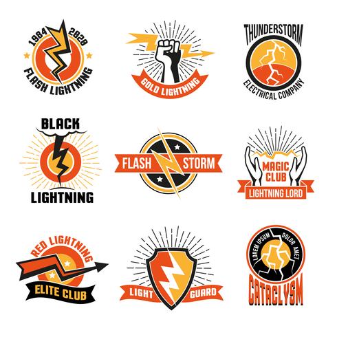 Lightning Logo Emblem Set vector